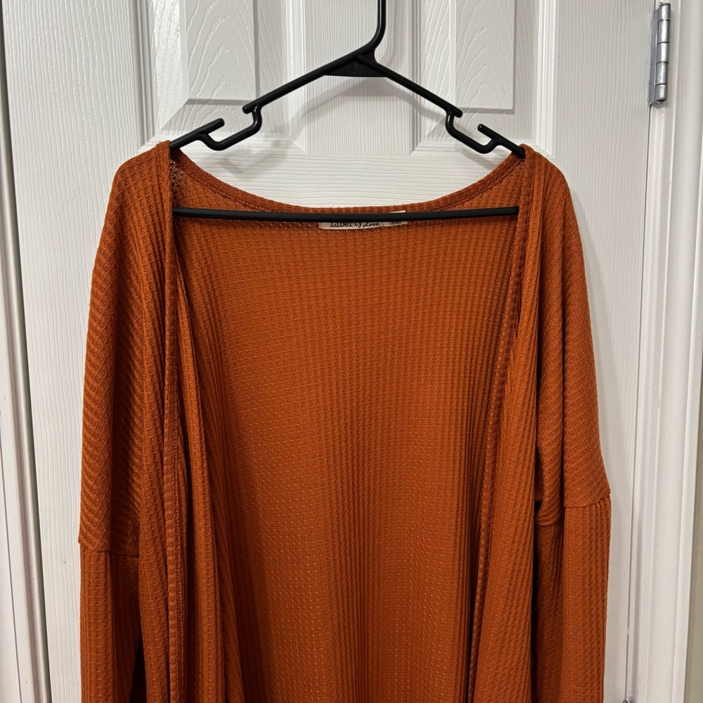 Liberty Love Rust Orange Open Front Cardigan Plus Size 2XL - Picture 3 of 7